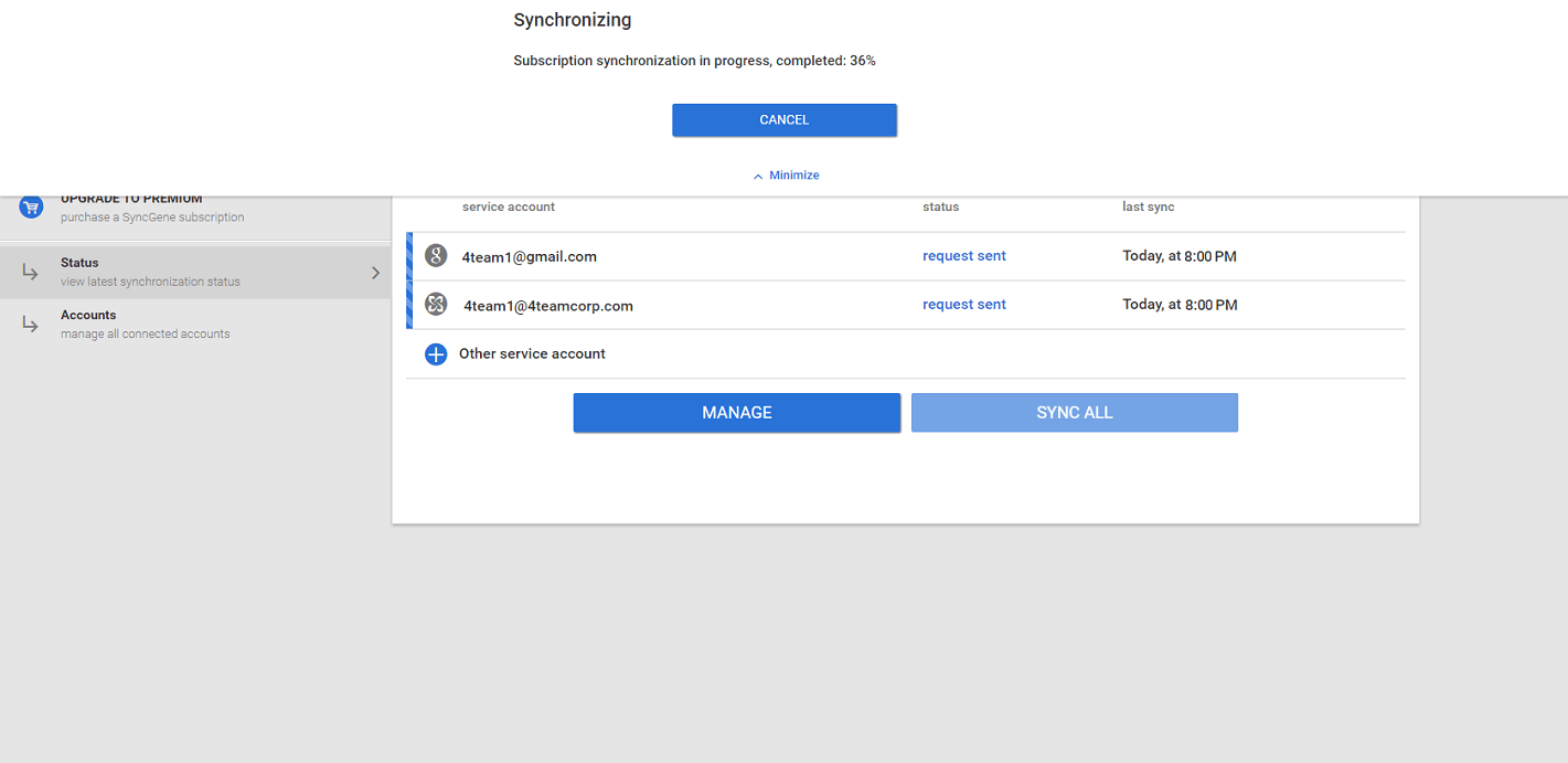 Synchronization progress